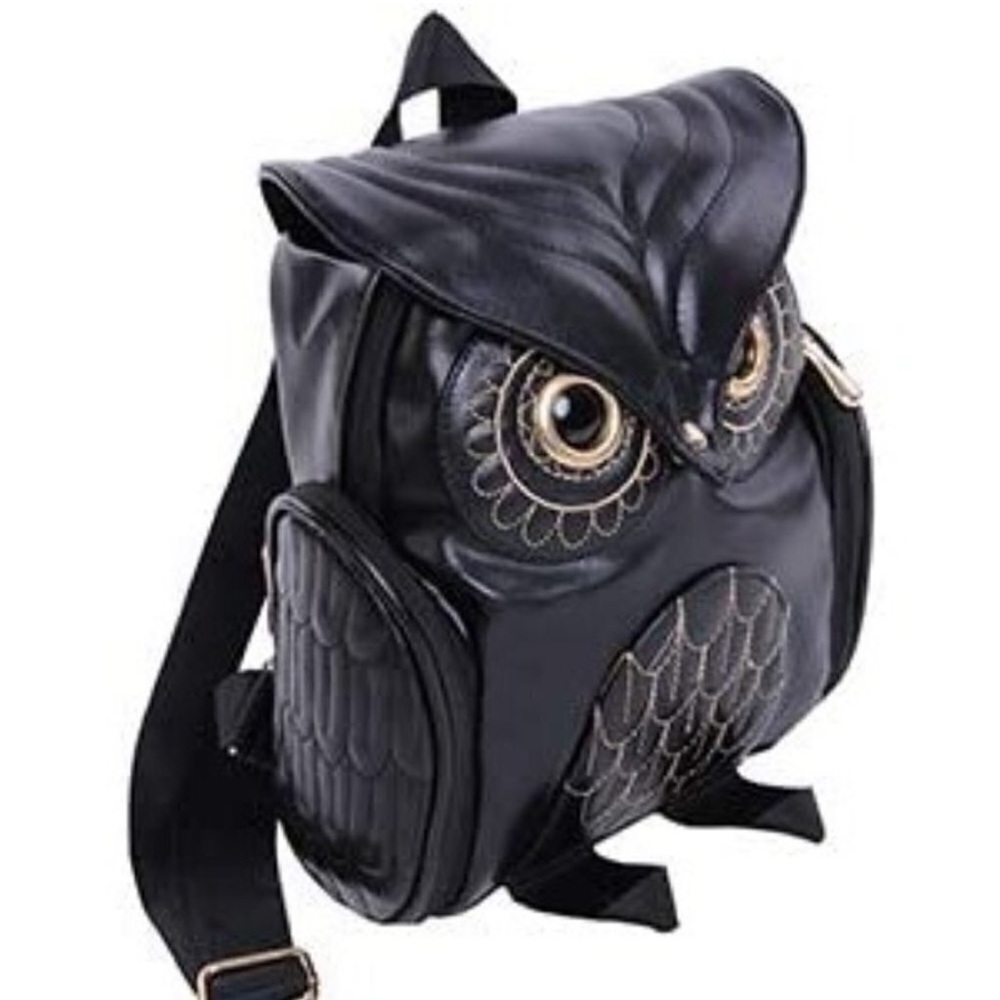 NWOT RARE Black Owl Backpack with Gold Accents - Picture 2 of 5